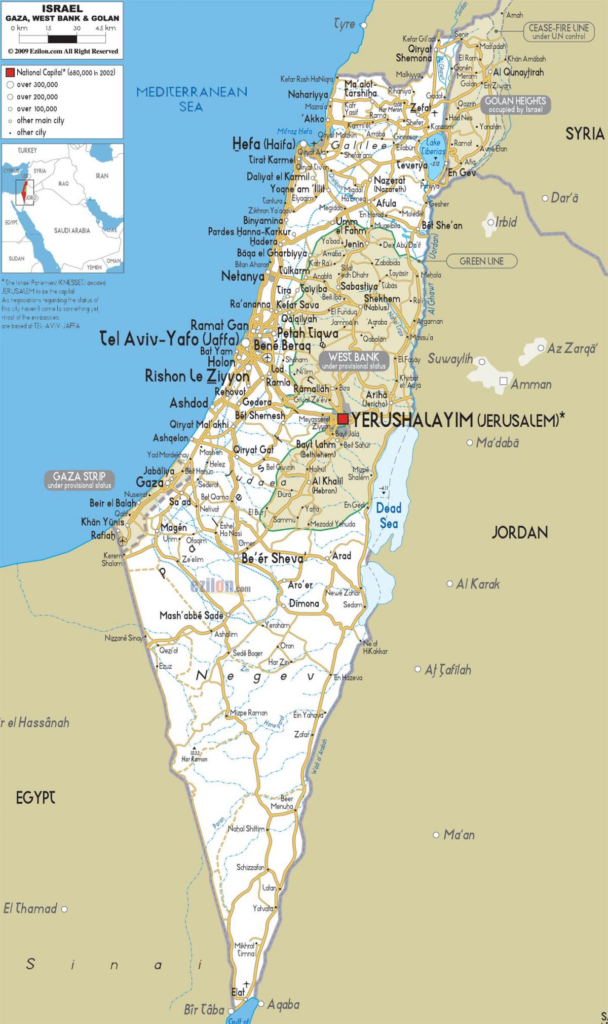 zemljevid izraela ceste