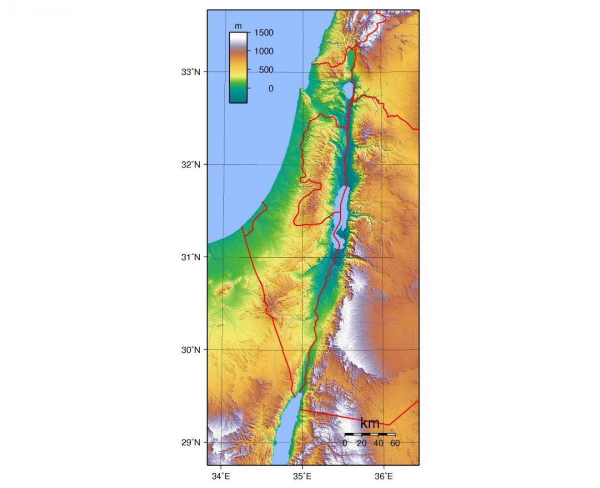 zemljevid izraela nadmorske višine