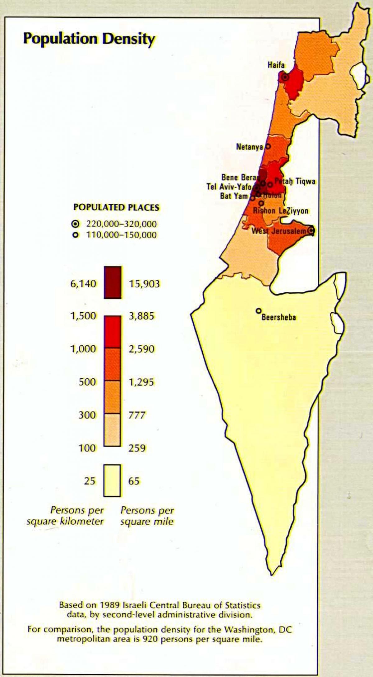 zemljevid izraela prebivalstva