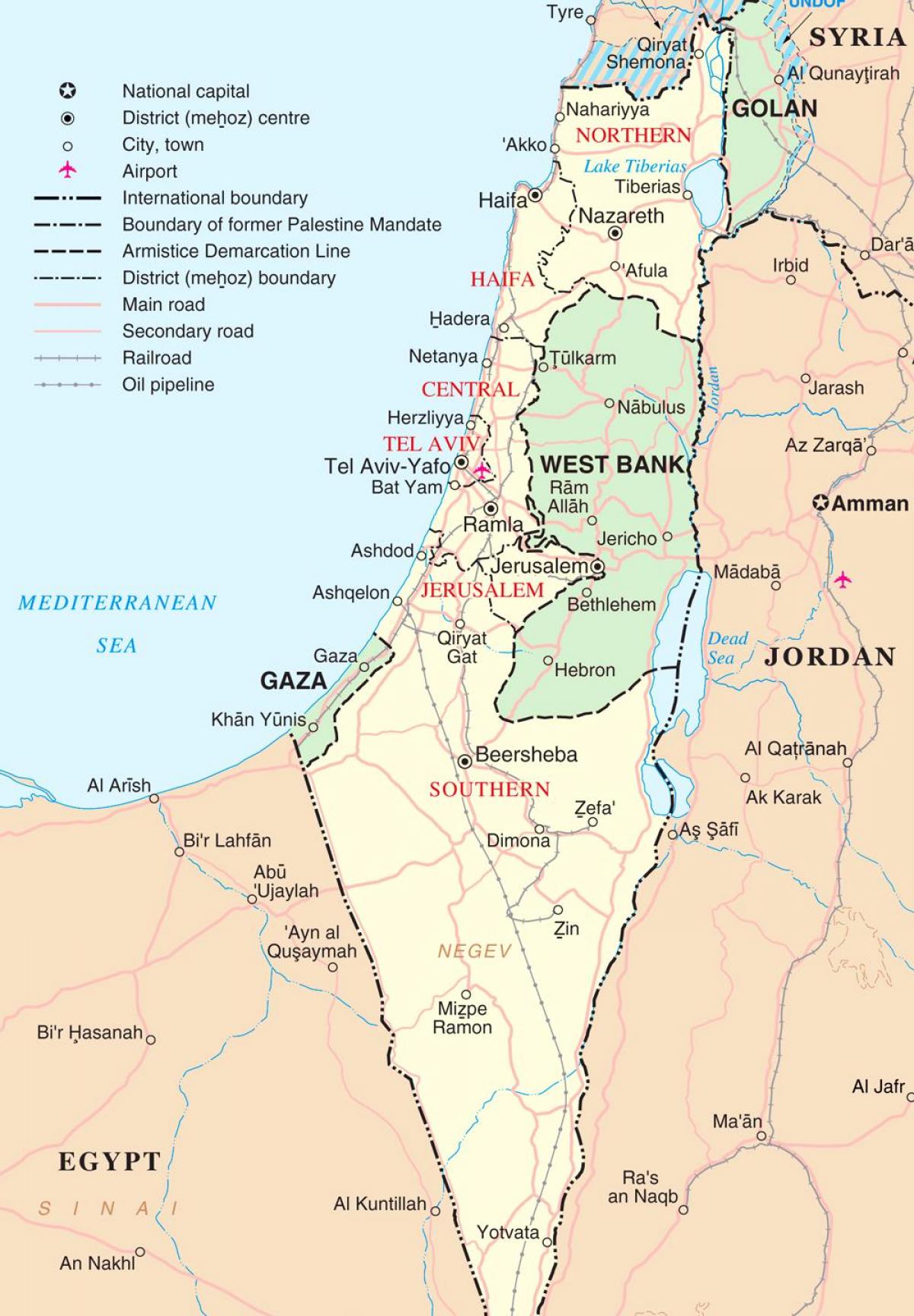 zemljevid izraela turističnih