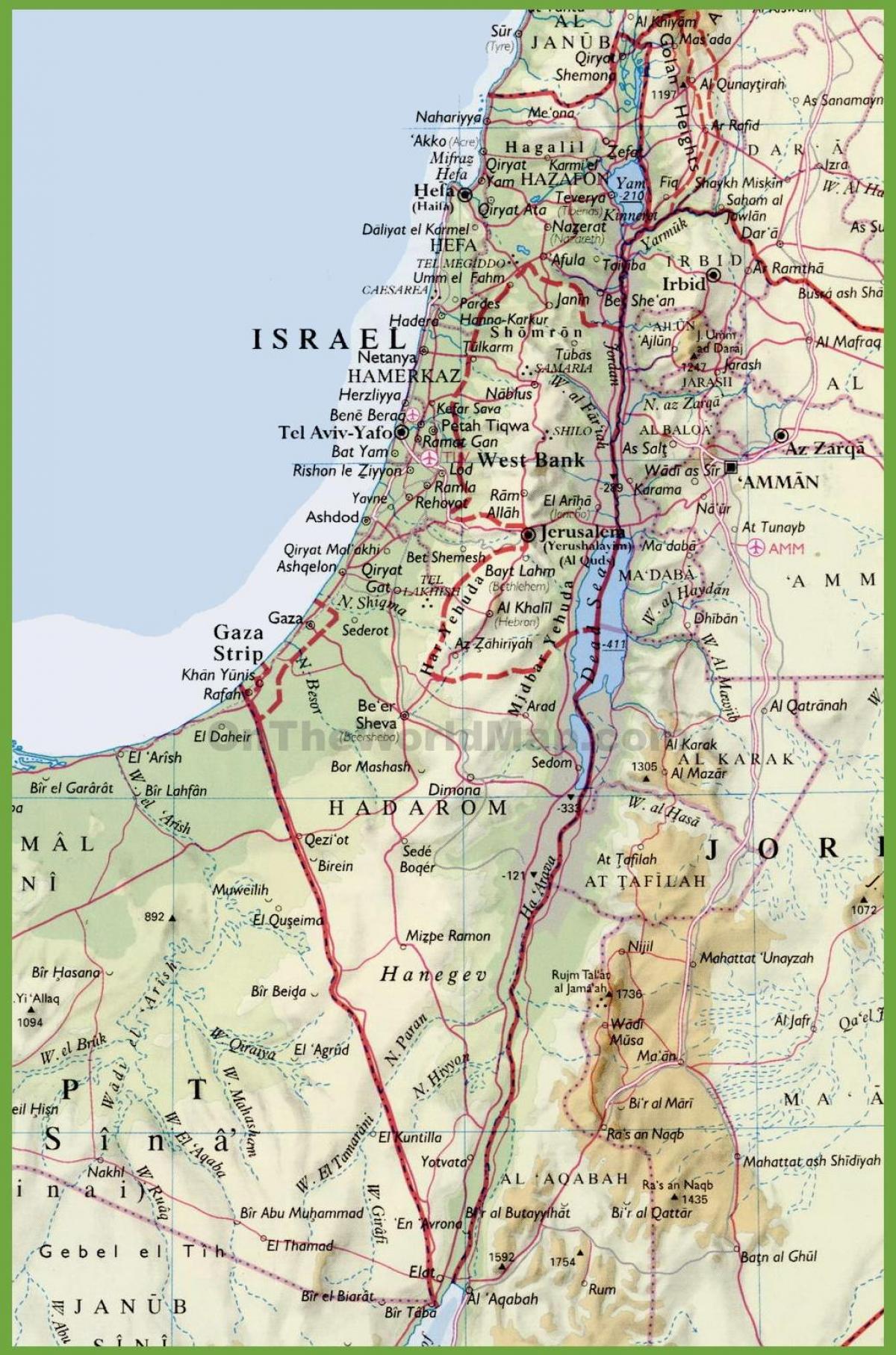 izrael mest zemljevid